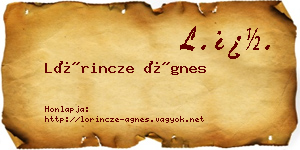 Lőrincze Ágnes névjegykártya